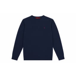 CH Men's Crew Neck Sweater Slim Fit Long Sleeve Knit Pullover with Red Embroidery Business Casual Top