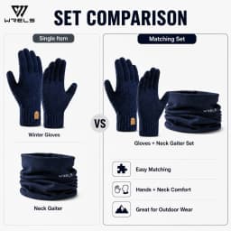 WRELS Winter Warm Gloves Neck Gaiter Set Knitted Gloves Windproof Soft Fleece Neck Warmer For Men Women Outdoor Skiing Cycling