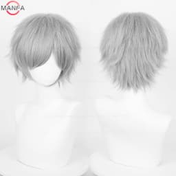 Anime 30cm Short Straight Cosplay Wig Black White Green Brown Purple Blue Gray Red Gold Man Women Heat Resistant Synthetic Hair