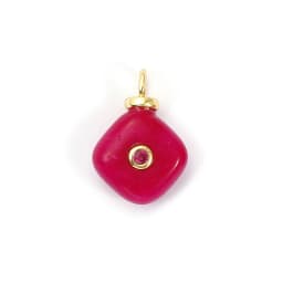 1 Piece Brass Charms Natural Stone 18K Gold Plated Geometric Cubic Zirconia Round Rhombus Shape Pendant DIY Necklace Making