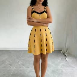 Button Front Knit Sweater Dress Women's Contrast Strap V-Neck A-Line Midi Skater Dress Casual Summer Daily Party Knitted Dress