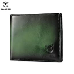 BULLCAPTAIN RFID Blocking Men's Leather Wallet Bifold Slim Wallet Multi-card Card Holder ID Wallet QB 05