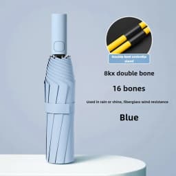 UPF50+ 16-Rib Auto Folding Umbrella - Windproof Large UV Protection Sun & Rain Parasol, Lightweight Travel Design for Women/Men