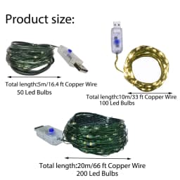 5/10/20m LED Lights String Fairy Light USB 8 Modes Copper Green Wire for Bedroom Garden Party Wedding Christmas Tree Decoration