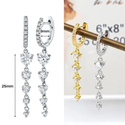 925 Sterling Silver Ear Needle Crystal Zircon Tassel Pendant Hoop Earrings Retro Small Fragrance Style High Jewelry Women Gifts