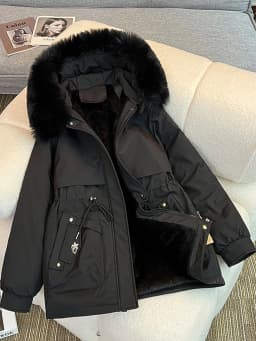 Women's Short Thickened Fleece Lined Cotton Jacket Winter New Style Commute Simple Style Loose Fit Zipper Pocket Hooded Coat