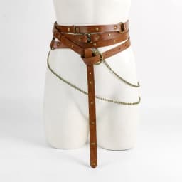 UYEE Retro Viking Style Belt Adjustable Medieval PU Leather Belt with Metal Chain Punk Steampunk Cosplay Accessories