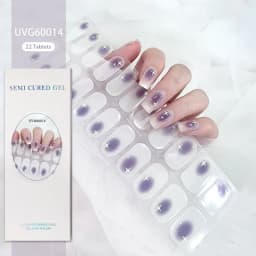 16/20/22Tips Semi-Cured Gel Nail Patch Adhesive Sliders Long Lasting Full Gel Nail Stickers DIY Manicure Harden In UV Lamp Need
