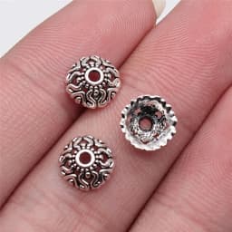 50pcs Tibetan Antique Silver Color Flower Bead End Caps For Jewelry Making Findings Needlework DIY Accessories Wholesale