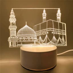 USB Operated 3D LED Night Light Eid Mubarak Table Ornament Muslim Ramadan Decoration for Home 2025 Eid Al Adha Holiday Lighting