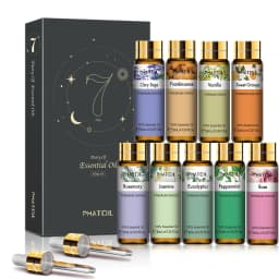 PHATOIL 9PCS Gift Set 10ml Pure Natural Essential Oils Kit Vanilla Sandalwood Lemon Eucalyptus Lavender Rose Essential Oils Set