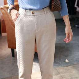 Wool Woolen Harem Trousers Women's Autumn and Winter New High Waist Slimming Ankle-Tied Suit Pants Loose Casual Cigarette Pants