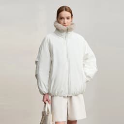 AMII Women's Jacket 2025 Winter New Loose Medium And Long Fur Collar Long Sleeve Zipper Casual Warm Parkas Jacket Woman 12544100