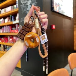 Creative Bowknot Woven Rope Keychain Chocolate Bagel Bread Keychain Polyester Anti-lost Bag Decoration Woven