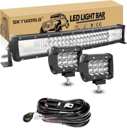 7D 22 - 52in Curved 270W-675W Off Road LED Light Bar with 2x36W Work Light Wire Kit 12V 24V Led Bar for Car Jeep Truck 4x4 Boat