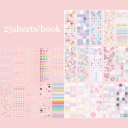 Mr. Paper 25 Sheets/Book Colorful World Basic Sticker Book for DIY Journal Supplies Notes Calendar Album Postcard Decoration