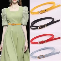 1x108cm PU Leather Women Thin Belt Simple Solid Color Versatile Pin Buckle Thin Belt Dress Decoration Women Designer Belts