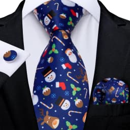 Blue Green Christmas Men tie Set with Handkerchief Cufflinks Wedding Prom Groom Accessories Perfect Gift for Men
