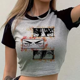 Attack on Titanic cropped top women goth graphic anime grunge japan shirt graphic cutecore jojifuku party meme