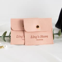 100Pcs Customized Logo 8x8cm Jewelry Microfiber Snap Bag Velvet Envelope Button Pouch Portable Travel Gift Organizer Ring Pocket