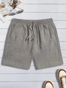 Summer Thin Linen Shorts for Men, Loose and Casual, Five-Inch Pants, Cotton and Linen, Breathable, Suitable for Beach and Sports
