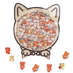 Cartoon Bear Jigsaw Puzzle Desktop Ornament Creative And Adorable Cat And Dog Colourful Wooden Decorative Figurines Home Decor