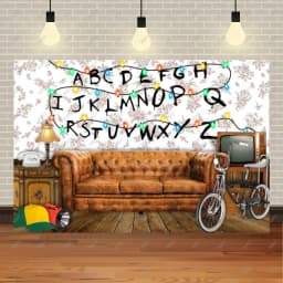 American TV Stranger Theme Background Lights Alphabet Episode Series Vinyl Banner Party Decoration Supplies Photo Prop Baby Gift