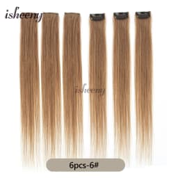 Isheeny 6PCS Mini Clip in Human Hair Pad 1Clip On Machine Weft Hair Extensions 12'-16' 30g/Pack Natural Straight Clip Hair Piece