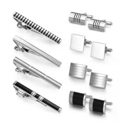 4 Sets Tie Clips & Cufflinks For Men Man Shirt Cufflink Wedding Guests Gift With Box Pisa Ties Pin Luxury Men's Gift For Husband