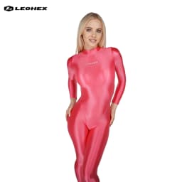 LEOHEX gloss Zentai One Piece Bodysuit Cosplay Catsuit Jumpsuits Stretch bodystocking Spandex Oily yoga sports diving suit