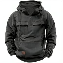 Autumn Winter Hoodies Men half-zip Patchwork Warm Fleece Sweatshirts Multi Pockets Male Fashion casual pullover Outdoor Hoodie