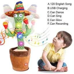 Talking Cactus Dancing Baby Toy Cactus Repeats What You say for Kids with English Songs Dancing Toy for Gift Toddle Girls Boys