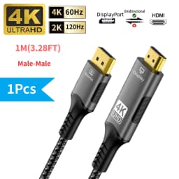 1/2Pcs 4K DisplayPort to HDMI Adapter Cable DP 2.1 4K@60Hz 2K@120Hz [DP Alt Mode] Compatible with Gaming PC to TV Monitor