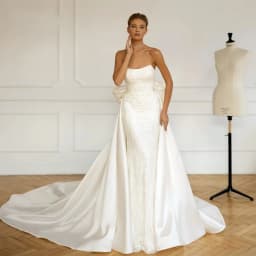 Satin Bridal Detachable Long Train Wedding Big Bow Removable Skirt for Dresses Formal Party Prom Bridal Overskirts