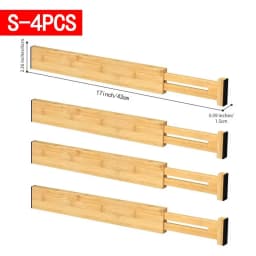 1/2/4Pcs Bamboo Drawer Dividers Organizers Adjustable Expandable Spring Loaded Drawer Separators for Kitchen Bedroom Dresser