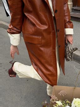 Fashion Loose Solid Pu Leather Coat Women Full Sleeve Lapel Single Breasted Long Coats Female 2026 Autumn Winter Outwear Lady