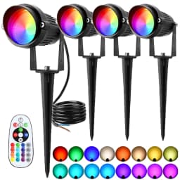 RGB Warm White LED Landscape Light with Remote 10W Lawn Light 110V 220V IP65 Waterproof Outdoor Spotlights for Garden Path Tree