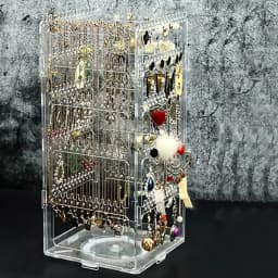 Rotating Jewelry Display Stand Earclip Earnail Earring Storage Stand Portable Earaccessory Storage Box Hanging Necklace Stand