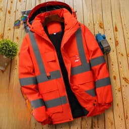 Thickened Fleece Lined Cotton Jacket for Men Workwear Safety Coat Winter Cold Resistant Reflective Printed Logo Casual Loose Fit