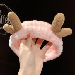 Cute Bow Antler Ears Coral Fleece Soft Warm Headband For Women Girl Washing Face Makeup Bath Head Wrap Hairband Hair Accessories