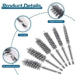 6Pcs Stainless Steel Wire Brush,Drilling Cleaning Brush Set, 1/4 Inch Hexagonal Handle, Grinding Polishing Rust Removal Tools