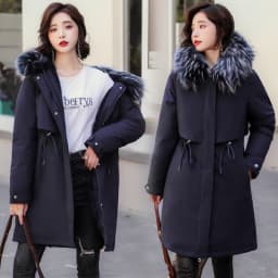 plus Size Loose Parka Thiened down Cotton Jaet Women's Mid-Length Korean Sle New Waist-Cinching 200 Pou Fat MM Cotto...