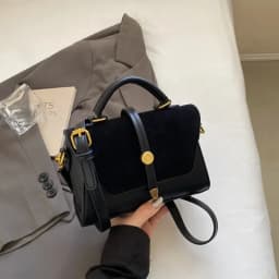Elegant Faux Handbag with Adjustable Strap Golden-Tone Hardware and Flap Closure - Trendy Commuting Hobo Crossbody Bag for Women