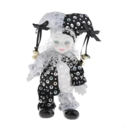 Porcelain Circus Clown Figurine Hand Painted Model Figure Aesthetic Decorative Doll for Home Office Tabletop Display