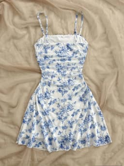 Sexy Square Neck Printed Slim Fit A-Line Skirt Nightclub Party Womens Summer Chic Shoulderless Suspender Mini Dress