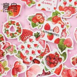 45Pcs/box Strawberry Stickers Album Diary Label Scrapbooking Material DIY Journaling Stationery Cute Fruit Decorative Paper