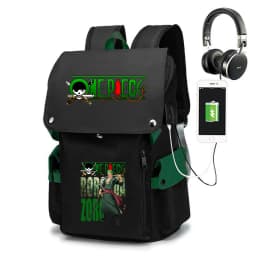One Piece Zoro Print School Backpack Large Capacity Casual Daypack Travel Bag for Kids Teens