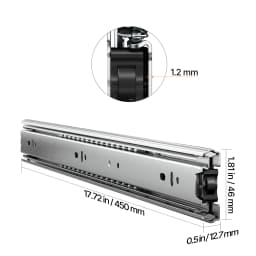 SucceBuy Drawer Slides 10 Pairs Full Extension Ball Bearing Cabinet Rails 100LB Load Capacity Heavy Duty Side Mount for Kitchen