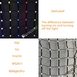 DC12V 5cm Spacing 1M (20 Pixels) * 2M (40 Pixels) Addressable RGB Intelligent Bold LED Pebble/Seed Flexible Matrix Grid Screen