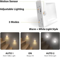 2 in 1 Motion Sensor Night Lights US EU UK AU Plug Dimmable LED Warm White Ambient Light Bedroom Living Toilet Stairs Kitchen